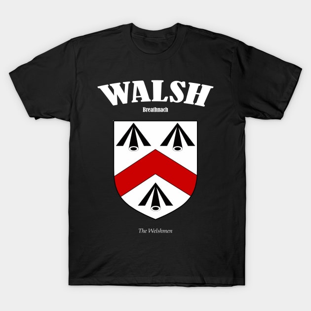 Walsh Family Clan Crest Coat of Arms T-Shirt by Ireland